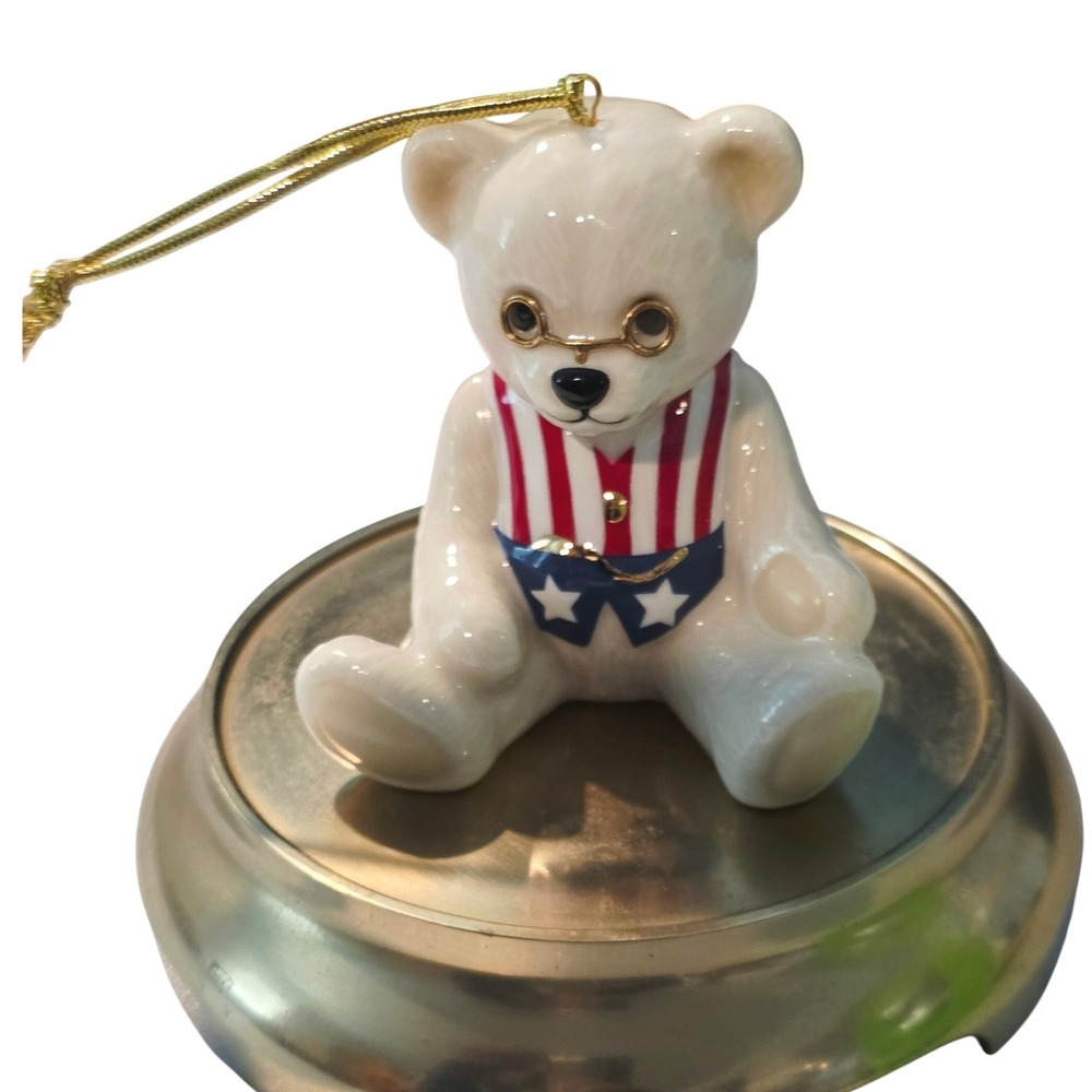 Lenox Teddy Bear China Christmas Ornament Teddys 100th Anniversary Patriotic